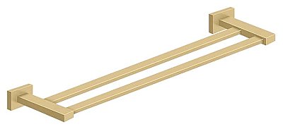 Modern Geometric 24" Double Towel Bar - Satin Brass