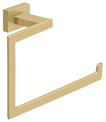 Modern Geometric Towel Ring - Satin Brass