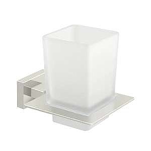 Modern Geometric Tumbler Holder with Glass - Polished Nickel
