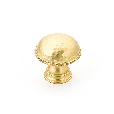 Atherton Hammered Cabinet Knob with Knurled Edge - Satin Brass