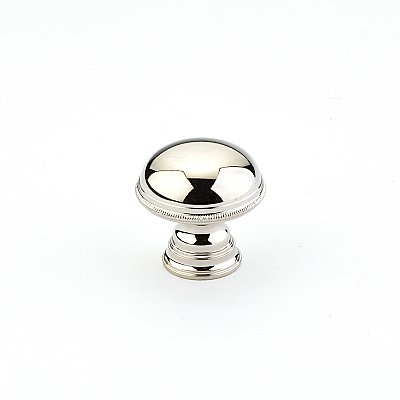 Atherton Round Knob with Knurled Edge Polished Nickel