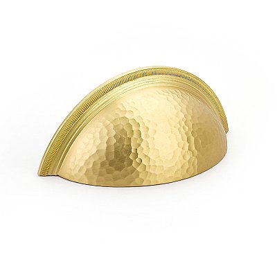 Atherton Hammered Bin Pull with Knurled Edge Satin Brass