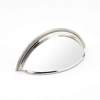 Atherton Bin Pull with Knurled Edge Polished Nickel