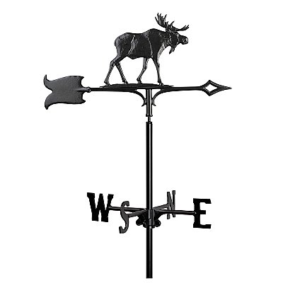 30" Traditional Moose Weathervane - Black - Rooftop or Garden Mount