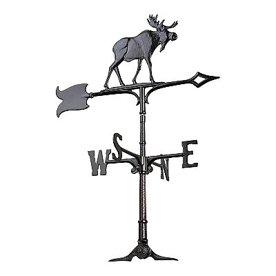 30" Traditional Moose Weathervane - Black - Rooftop or Garden Mount