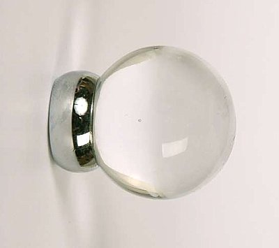 Clear Transparent Glass & Polished Chrome Ball Knob