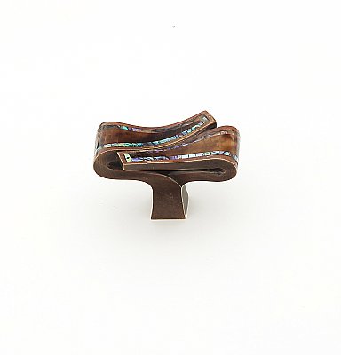 Avalon Bay Rectangle Knob with Imperial Shell and Tiger Penshell Inlay Dark Bronze