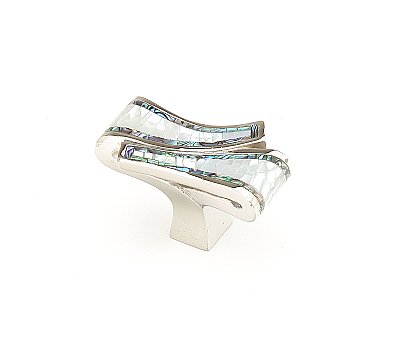 Avalon Bay Rectangle Knob with Imperial Shell and Mother of Pearl Inlay Polished Nickel
