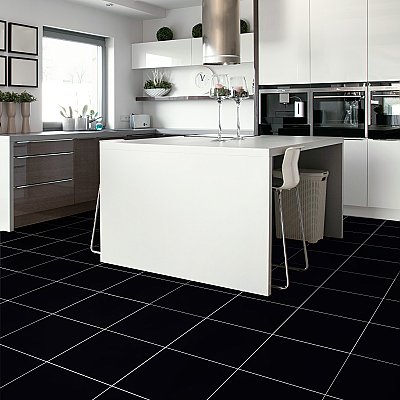 Klavier Matte Black 17-7/8" x 17-7/8" Porcelain Floor & Wall Tile - 5 Tiles Per Case - 11.25 Sq. Ft.