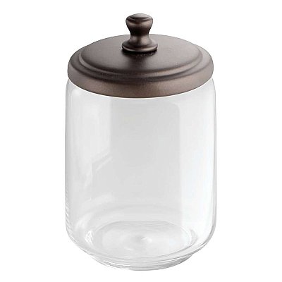 York Clear Glass Apothecary Storage Jar - Bronze Lid - Large