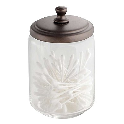 York Clear Glass Apothecary Storage Jar - Bronze Lid - Large