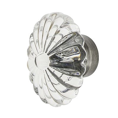 Nostalgic Warehouse Oval Fluted Crystal 1-3/4" Cabinet Knob in Antique Pewter