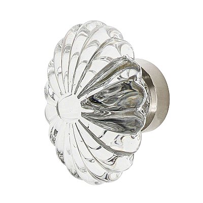 Nostalgic Warehouse Oval Fluted Crystal 1-3/4" Cabinet Knob in Polished Nickel