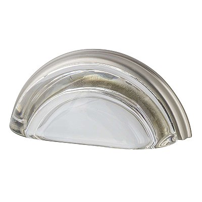 Nostalgic Warehouse Cup Pull Crystal Clear 3" on Center in Satin Nickel