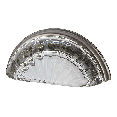 Nostalgic Warehouse Cup Pull Crystal Clear Fluted 3" on Center in Antique Pewter