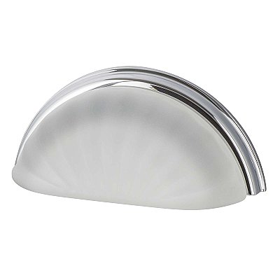 Nostalgic Warehouse Cup Pull Crystal Frosted Fluted 3" on Center in Bright Chrome