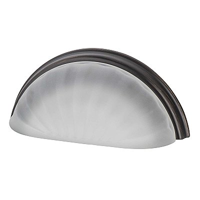 Nostalgic Warehouse Cup Pull Crystal Frosted Fluted 3" on Center in Timeless Bronze