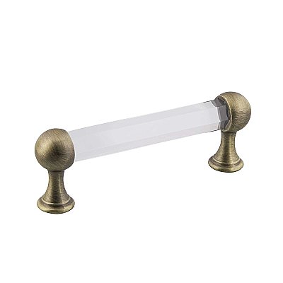Nostalgic Warehouse Crystal Handle Pull 3.75" On Center in Antique Brass