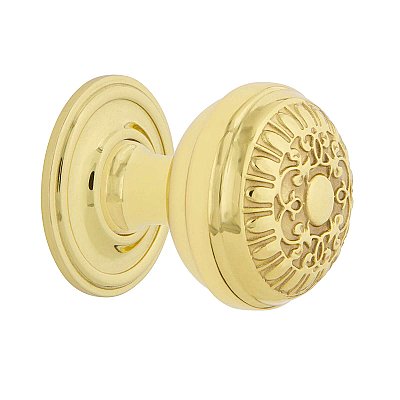 Nostalgic Warehouse Egg And Dart Brass 1-3/8" Cabinet Knob with Classic Rose in Unlacquered Brass