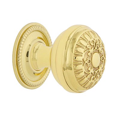Nostalgic Warehouse Egg And Dart Brass 1-3/8" Cabinet Knob with Rope Rose in Unlacquered Brass