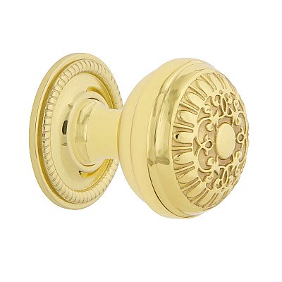 Nostalgic Warehouse Egg And Dart Brass 1-3/8" Cabinet Knob with Rope Rose in Polished Brass