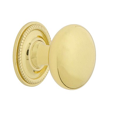 Nostalgic Warehouse New York Brass 1-3/8" Cabinet Knob with Rope Rose in Polished Brass