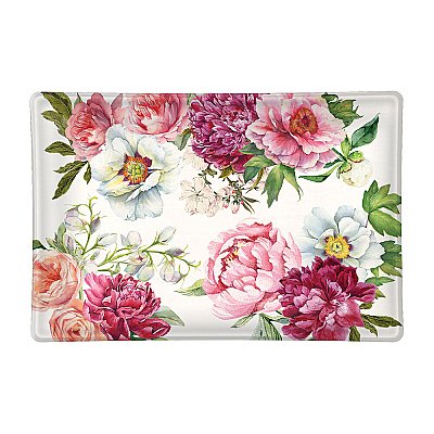 Michel Design Works Blush Peony Glass Soap Dish or Jewelry Tray