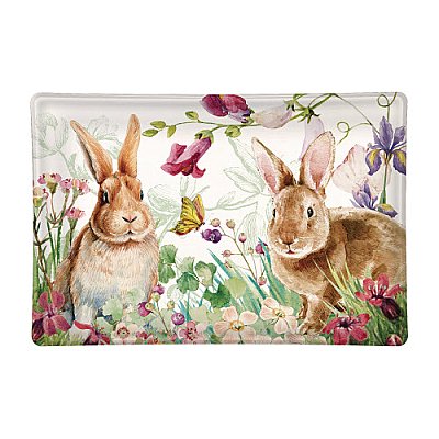 Michel Design Works Rectangular Glass Soap Dish - Bunny Meadow
