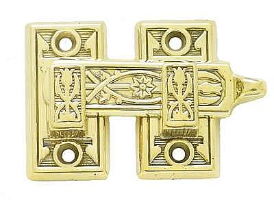 Ornate Shutter Catch, Polished Brass