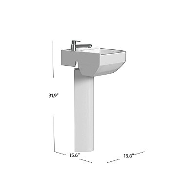 Petite 2 Vitreous China 22-1/4" x 15-3/4" Corner Pedestal Sink