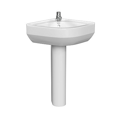 Petite 2 Vitreous China 22-1/4" x 15-3/4" Corner Pedestal Sink