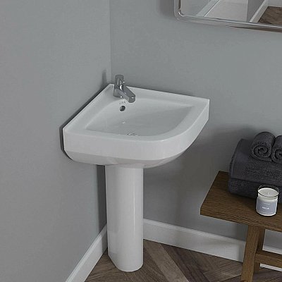 Petite 2 Vitreous China 22-1/4" x 15-3/4" Corner Pedestal Sink
