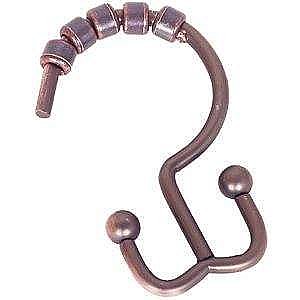 Set of Double Hook Ball Bearing Shower Hooks - Oil Rubbed Bronze