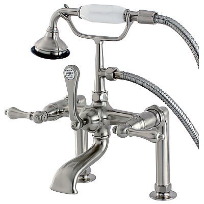 Kingston Brass AE103T8 Auqa Vintage Deck Mount Clawfoot Tub Faucet, Brushed Nickel