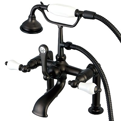 Kingston Brass AE105T5 Auqa Vintage Deck Mount Clawfoot Tub Faucet, Oil Rubbed Bronze