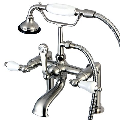 Kingston Brass AE105T8 Auqa Vintage Deck Mount Clawfoot Tub Faucet, Brushed Nickel