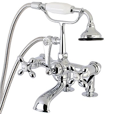 Kingston Brass AE658T1 Auqa Vintage 7-inch Adjustable Clawfoot Tub Faucet with Hand Shower, Polished Chrome