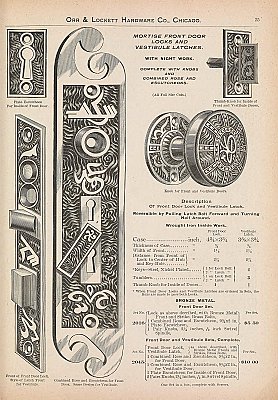 Antique Cast Bronze "Arabic" Pattern Door Plate By Mallory & Wheeler Hardware Co.- Circa 1882