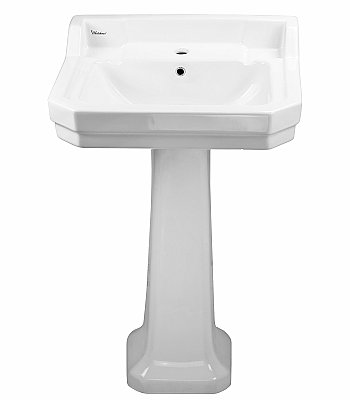 Isabella Collection Traditional Pedestal with Integrated Rectangular Bowl, Backsplash, Dual Soap Ledges, Decorative Trim and Overflow