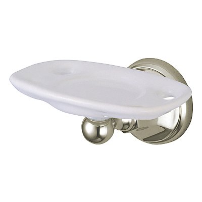 Metropolitan Collection Porcelain and Metal Wall Mounted Toothbrush & Tumbler Holder - Satin Nickel