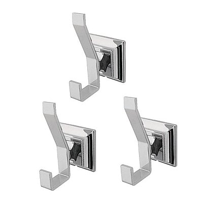 Monarch 3-Piece Bathroom Robe Hook/Towel Hook - Polished Chrome
