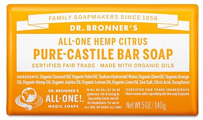 Dr. Bronner's Hemp & Citrus Pure Castile Bar Soap 5 oz.