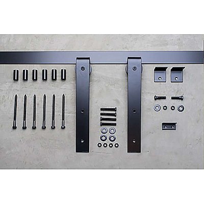 6' Steel Industrial Barn Door Hanger Hardware Kit - Black