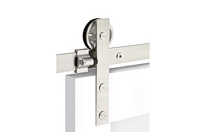 Complete Barn Door Track Set With Modern Rectangular Face Mount Hanger - Multiple Track Lengths