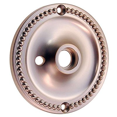 Beaded Doorknob Rosette, with Privacy Button Hole - Brushed Nickel