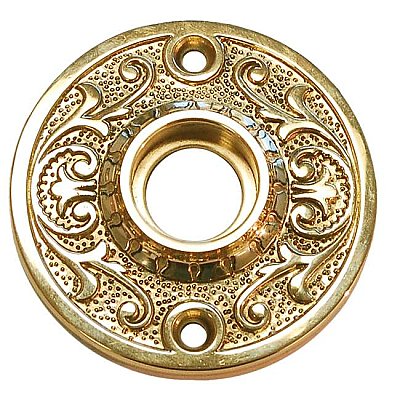 Floral Door Rosette -Polished Lacquered Brass