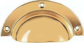 Half Round Drawer or Bin Pull - Polished Brass