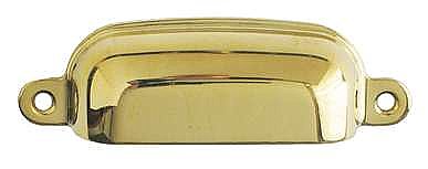 Medium Drawer or Bin Pull - Polished Brass - 3-1/4" on Center