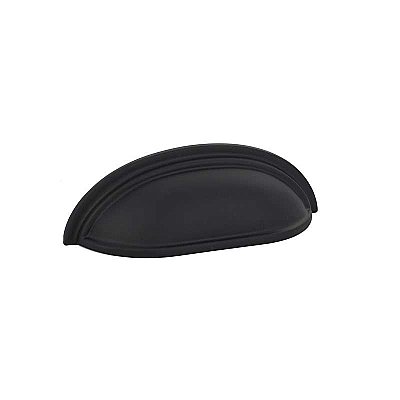 Traditional Cup or Bin Pull, 3" on center, Flat Black
