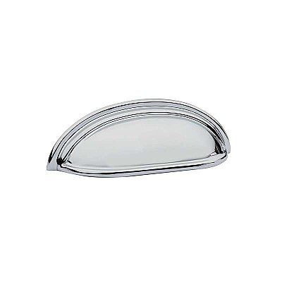 Traditional Cup or Bin Pull, 3" on center, Polished Chrome
